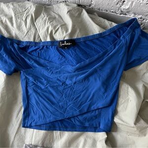 Lulu's Vibrant Blue Off-Shoulder Criss Cross Top